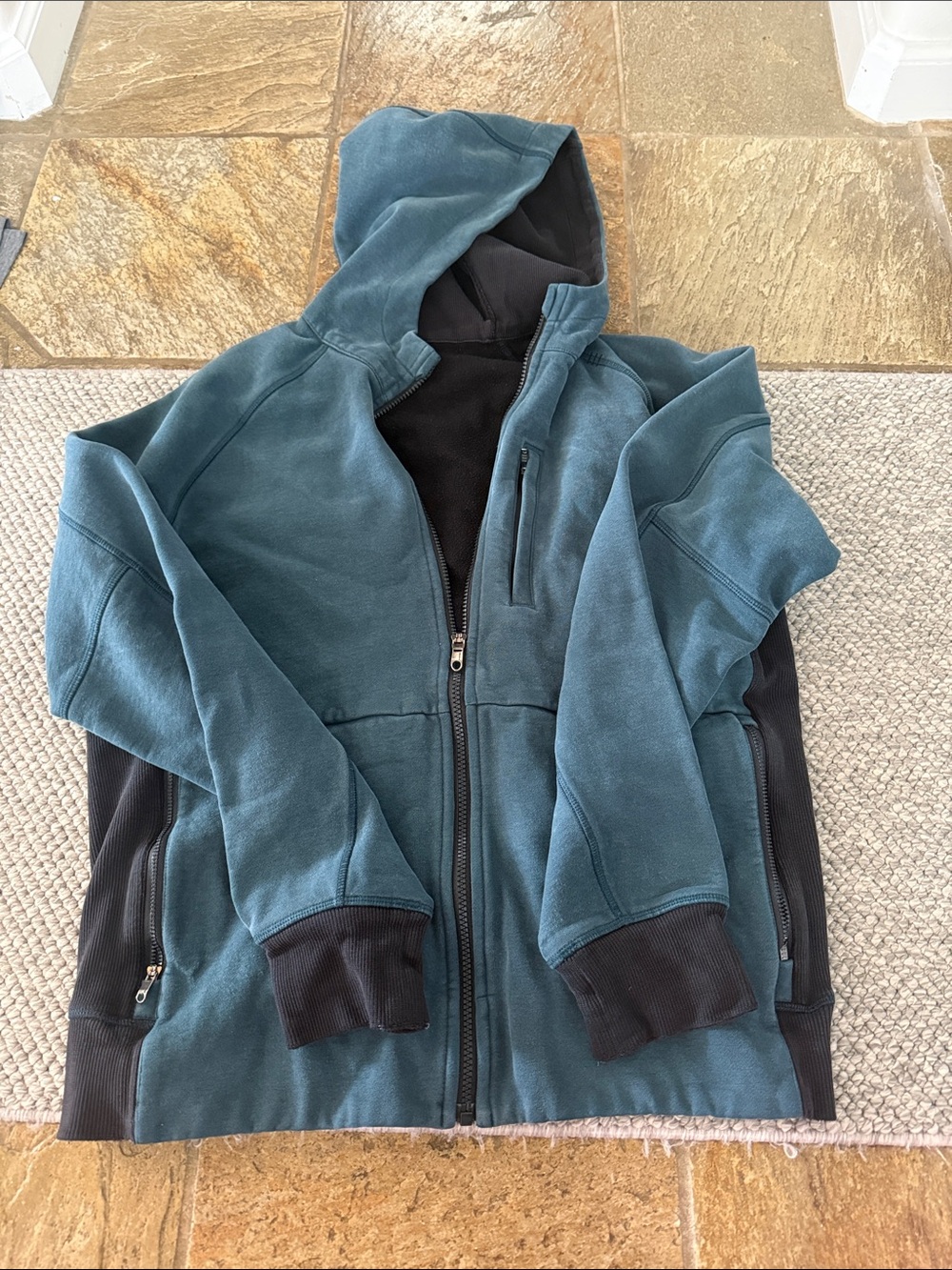 lululemon athletica Teal and Black Hooded Zip-Up Jacket